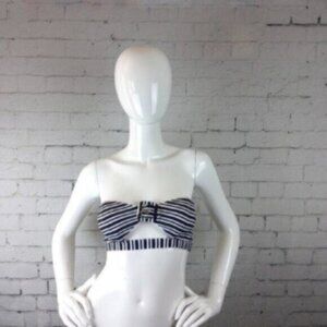 Kopper & Zink Riri Striped Cut Out Bikini Top Navy Size Small